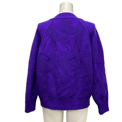 Hermes Size 40 M Women's College Small Fit Knit Purple Wool