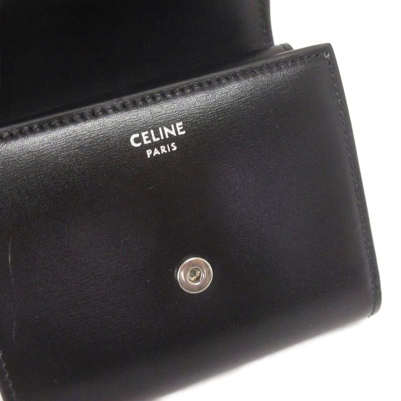 Celine Small Flap Wallet Triomphe Wallet Trifold Compact Shiny Calfskin