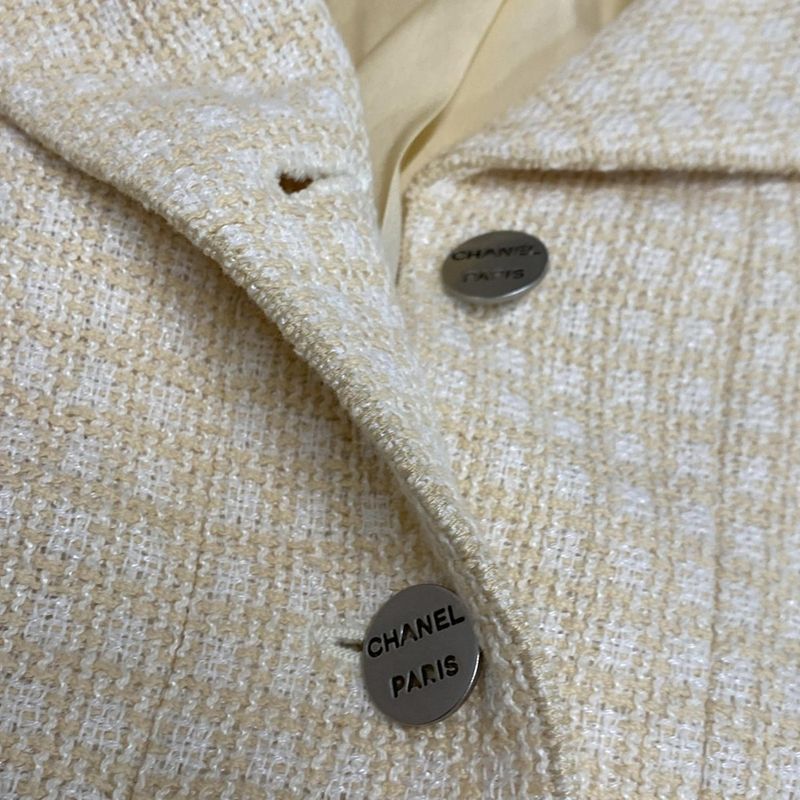 Chanel Jacket Size 38 M Women - P14905 Light Orange and White Long Sleeves /