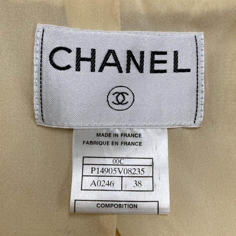 Chanel Jacket Size 38 M Women - P14905 Light Orange and White Long Sleeves /