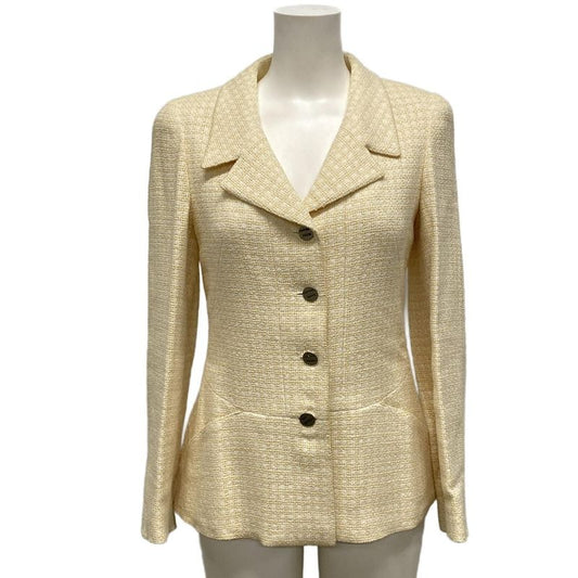 Chanel Jacket Size 38 M Women - P14905 Light Orange and White Long Sleeves /
