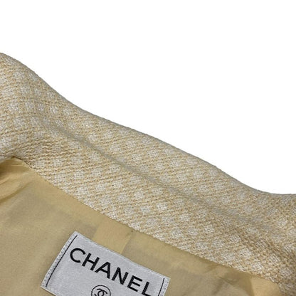 Chanel Jacket Size 38 M Women - P14905 Light Orange and White Long Sleeves /