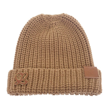 Loewe Anagram Brooch Beanie F000487xek Knit Cap Hat Wool Camel Brown Men Women