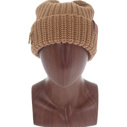 Loewe Anagram Brooch Beanie F000487xek Knit Cap Hat Wool Camel Brown Men Women