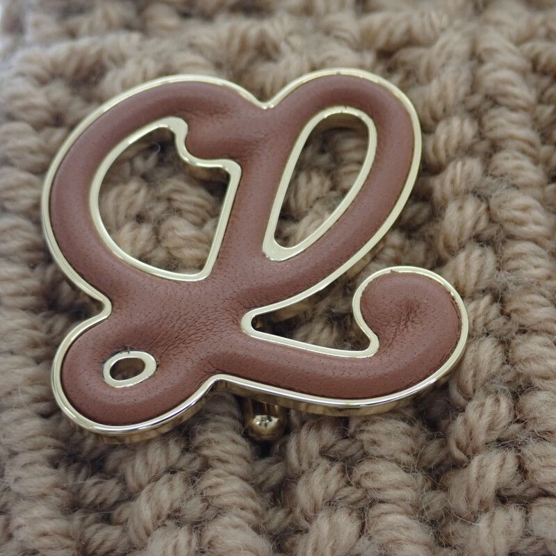 Loewe Anagram Brooch Beanie F000487xek Knit Cap Hat Wool Camel Brown Men Women