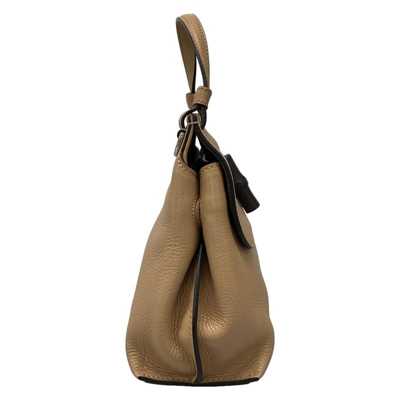 Gucci Handbag Bamboo Daily Beige Leather