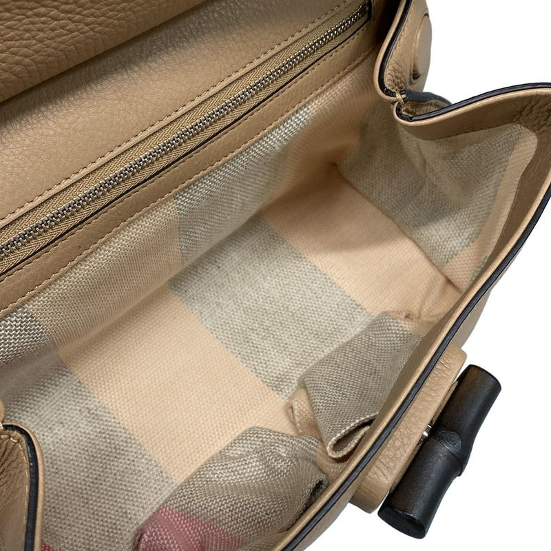 Gucci Handbag Bamboo Daily Beige Leather