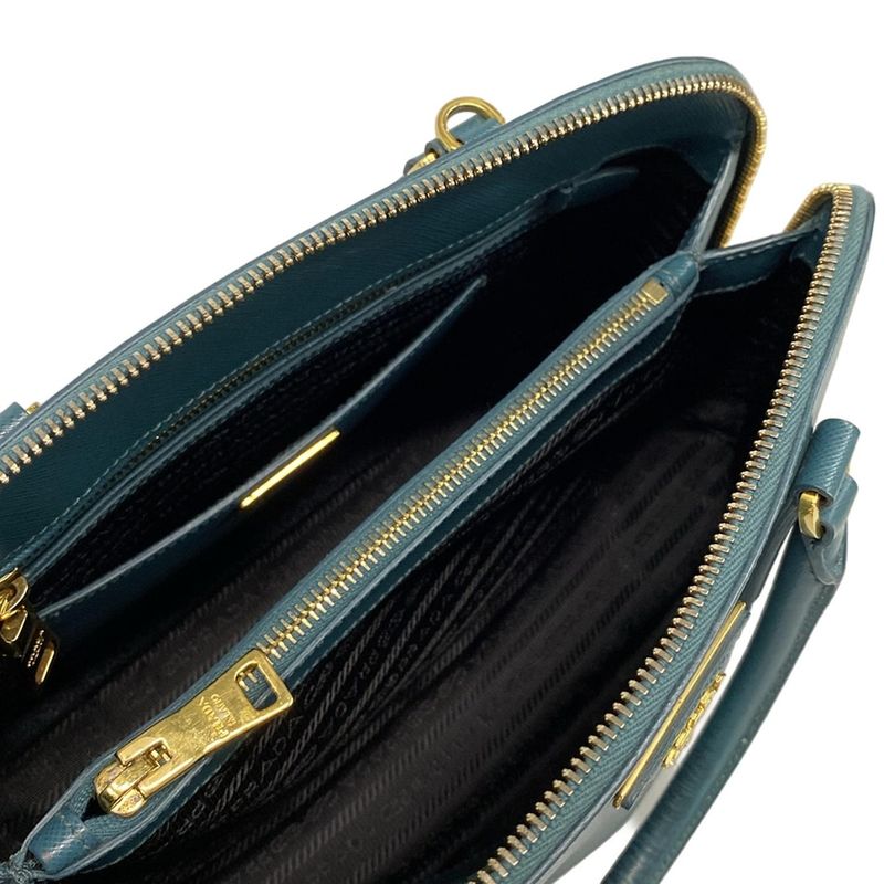 Prada Handbag - Bl0837 Blue Green Leather