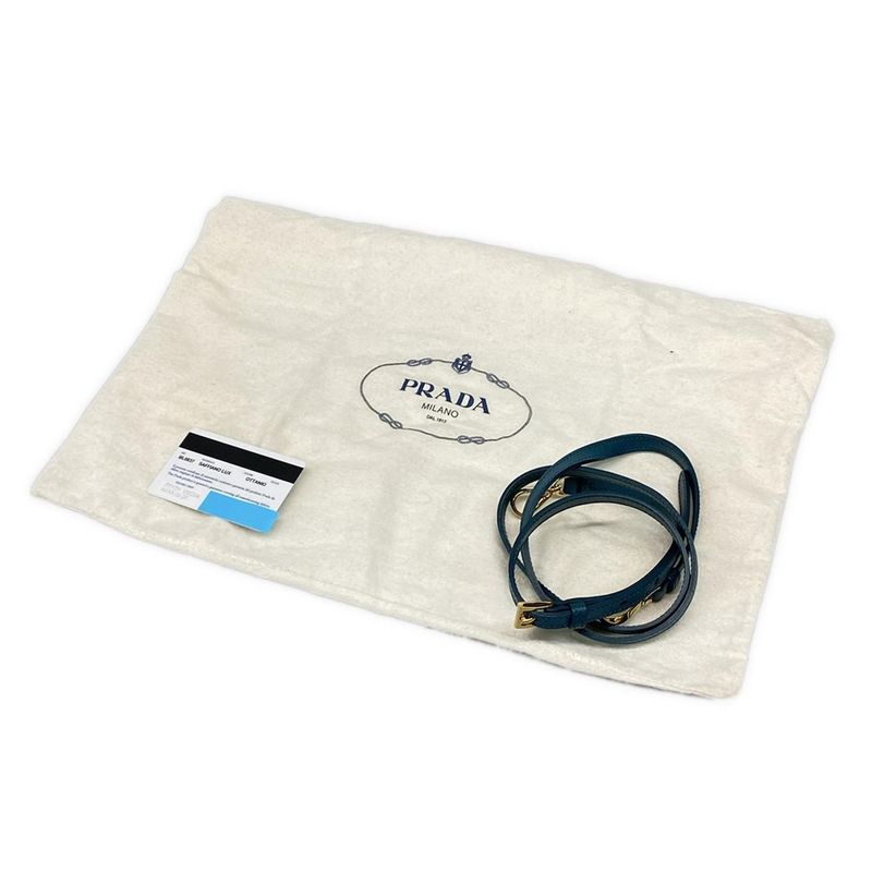 Prada Handbag - Bl0837 Blue Green Leather