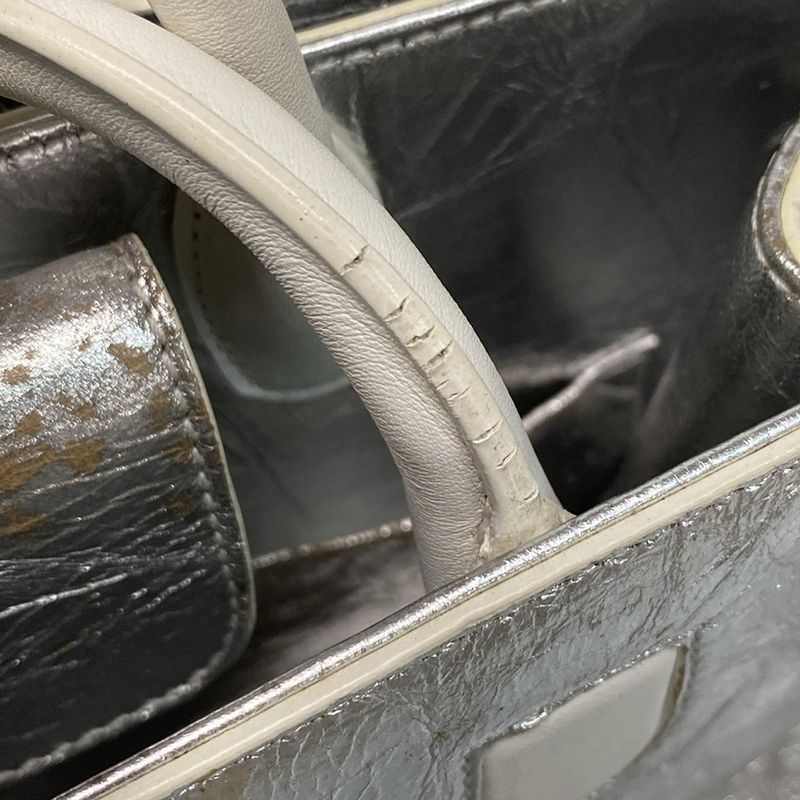 Dior/ Handbag Dior Ever Silver and White 2way Leather