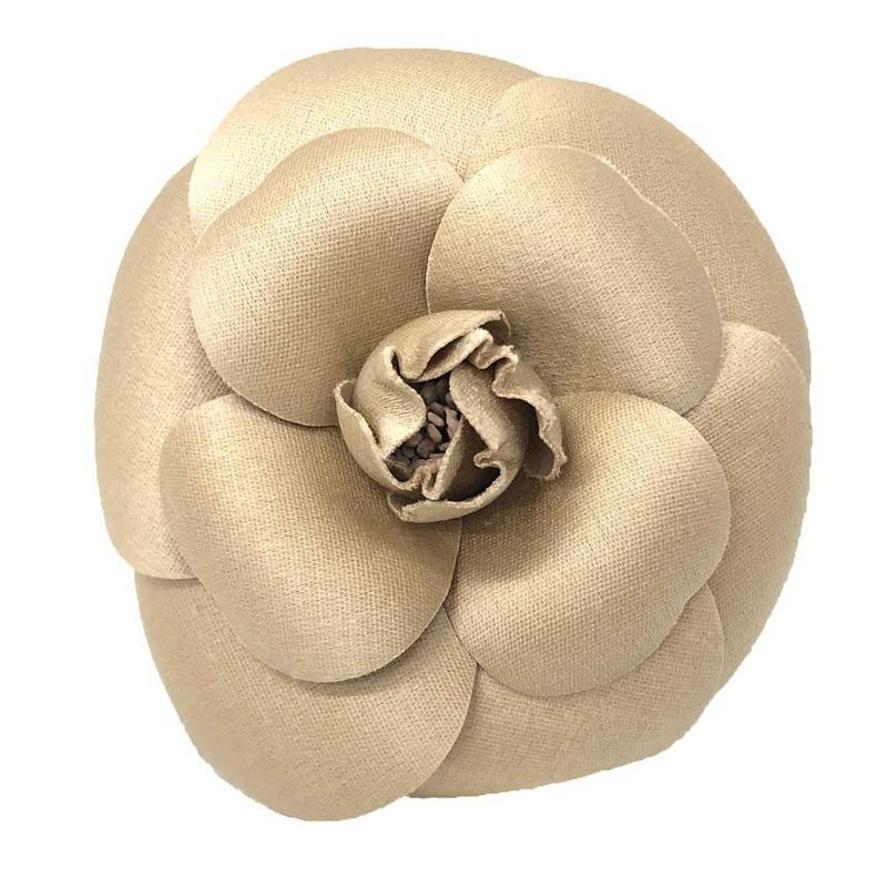 Chanel Camellia Corsage Brooch Chien Pan Beige Unused Aq12234