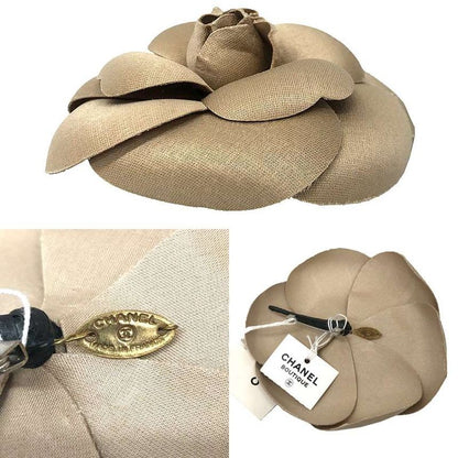 Chanel Camellia Corsage Brooch Chien Pan Beige Unused Aq12234