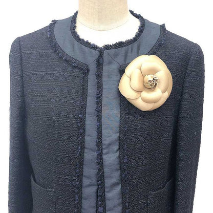 Chanel Camellia Corsage Brooch Chien Pan Beige Unused Aq12234