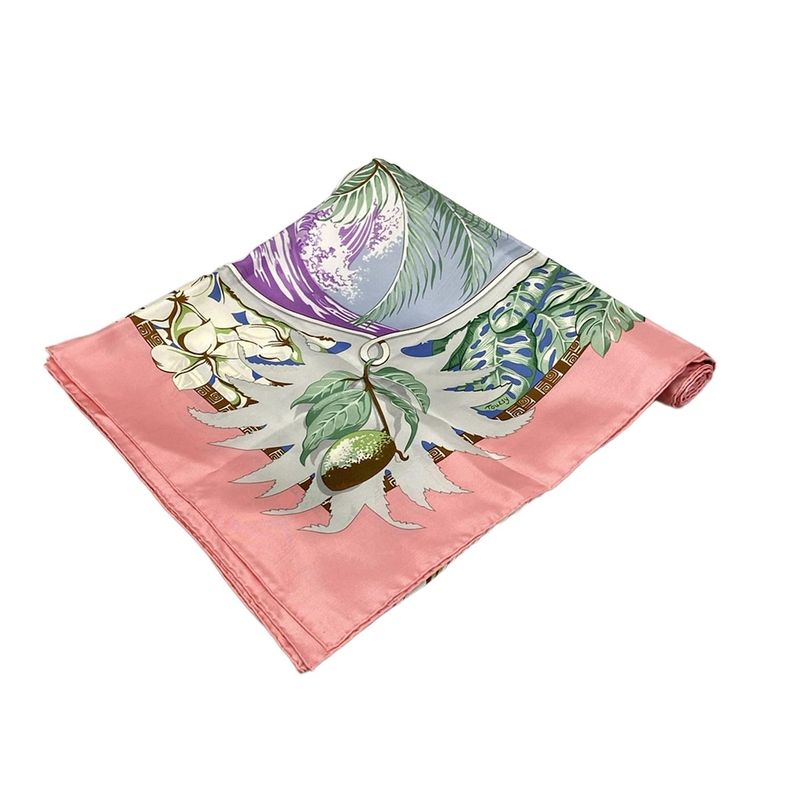 Hermes Scarf Calais 140 Light Blue×green×multi Aloha