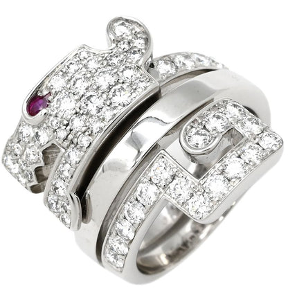 Cartier Ring le Bézédu Dragon 18k White Gold Diamond Ruby White Gold #51 (Jp11)