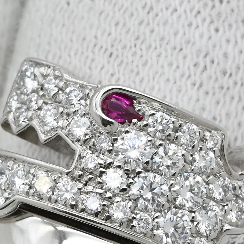 Cartier Ring le Bézédu Dragon 18k White Gold Diamond Ruby White Gold #51 (Jp11)