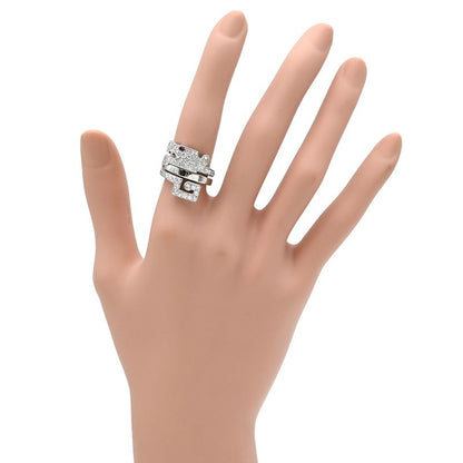 Cartier Ring le Bézédu Dragon 18k White Gold Diamond Ruby White Gold #51 (Jp11)