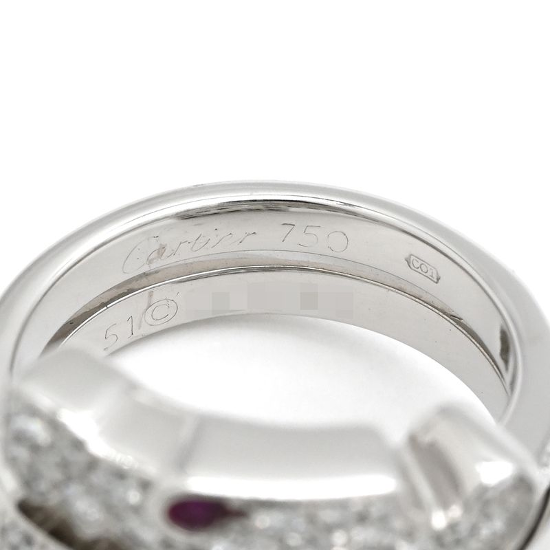 Cartier Ring le Bézédu Dragon 18k White Gold Diamond Ruby White Gold #51 (Jp11)