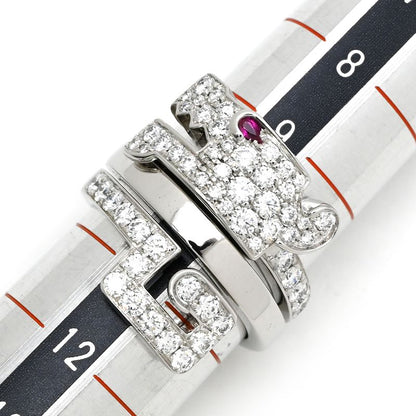 Cartier Ring le Bézédu Dragon 18k White Gold Diamond Ruby White Gold #51 (Jp11)