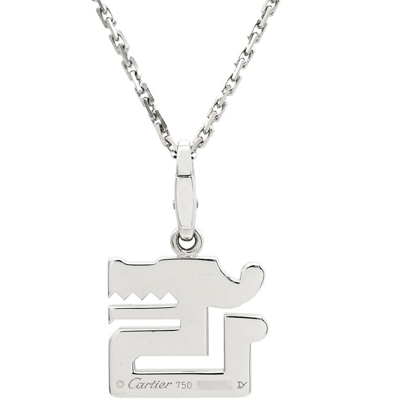 Cartier Necklace le Bézédu Dragon Pendant 18k White Gold Diamond Ruby White