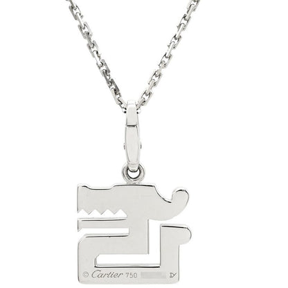 Cartier Necklace le Bézédu Dragon Pendant 18k White Gold Diamond Ruby White