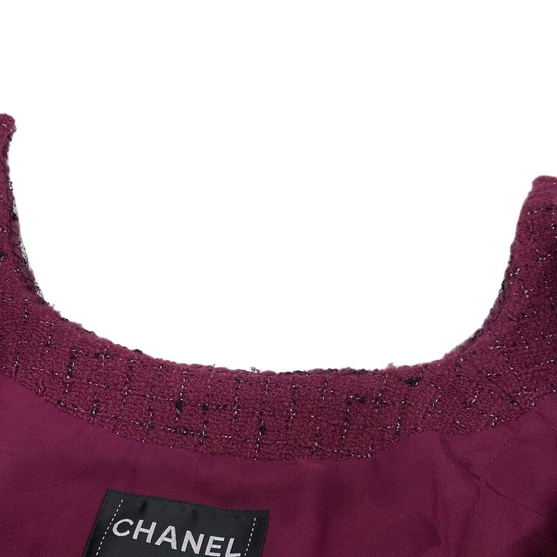 Chanel Jacket Size 34 S Women - P73183 Purple Silver and Black Long Sleeves
