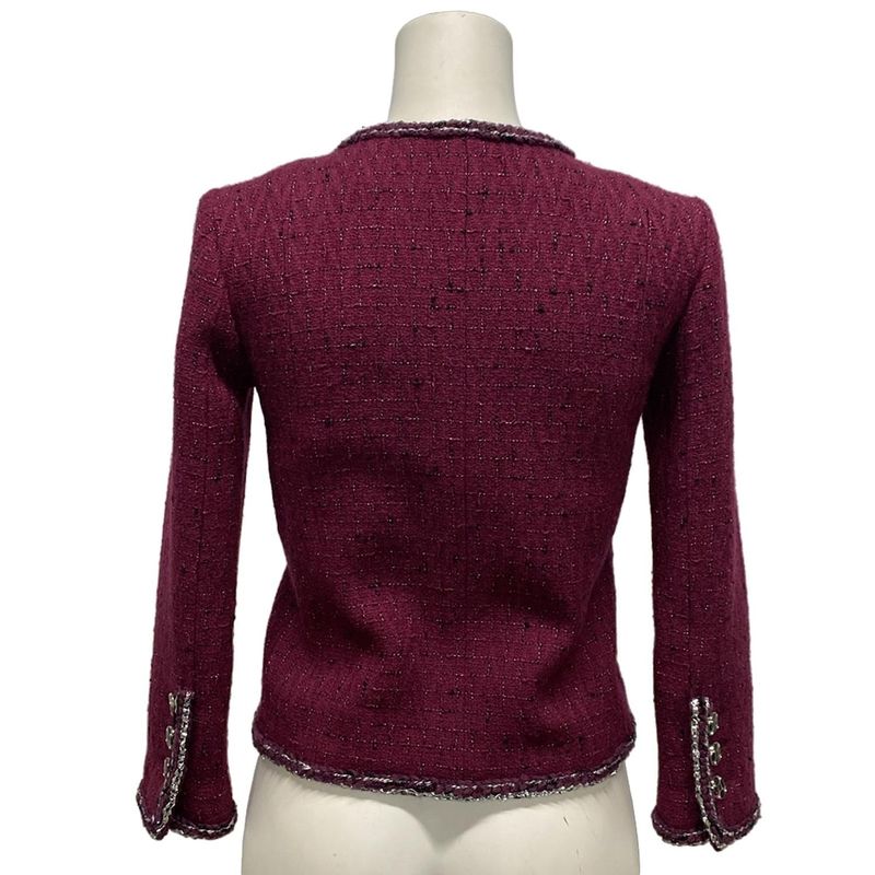Chanel Jacket Size 34 S Women - P73183 Purple Silver and Black Long Sleeves