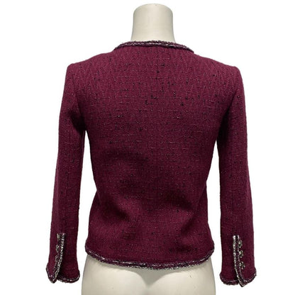 Chanel Jacket Size 34 S Women - P73183 Purple Silver and Black Long Sleeves