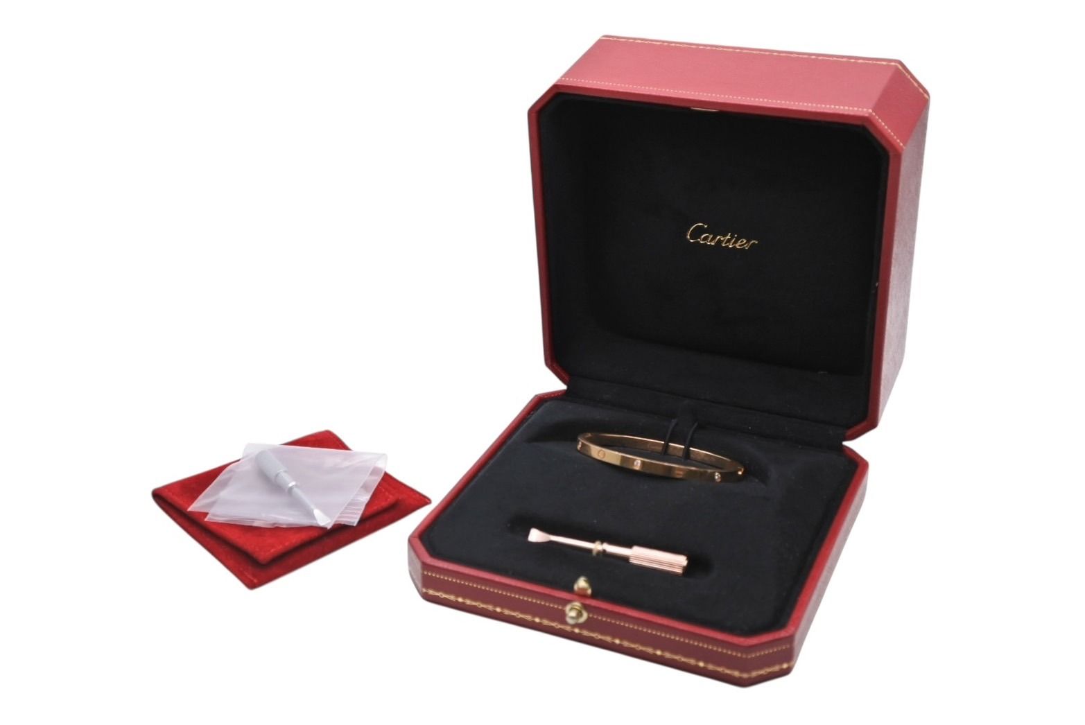 Cartier Love Bracelet Small Bangle Small Model Half Diamond Yellow Gold