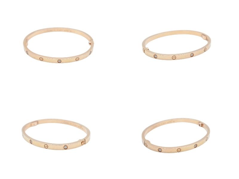 Cartier Love Bracelet Small Bangle Small Model Half Diamond Yellow Gold — view 5