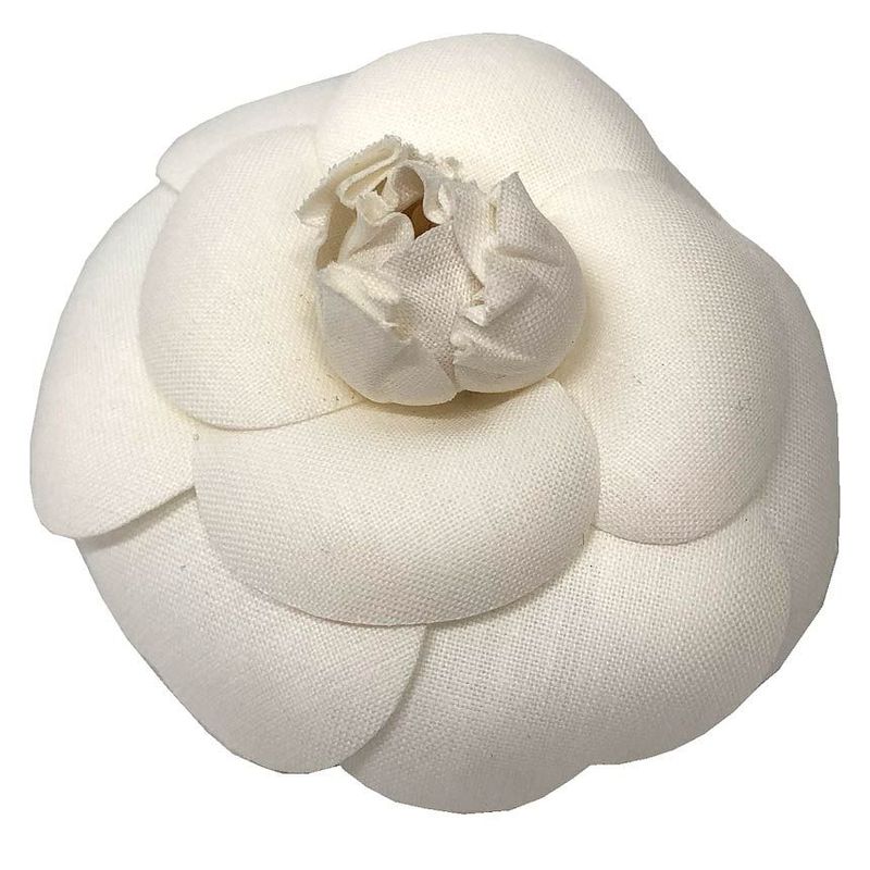Chanel Camellia Corsage Brooch Flower White Aq12237