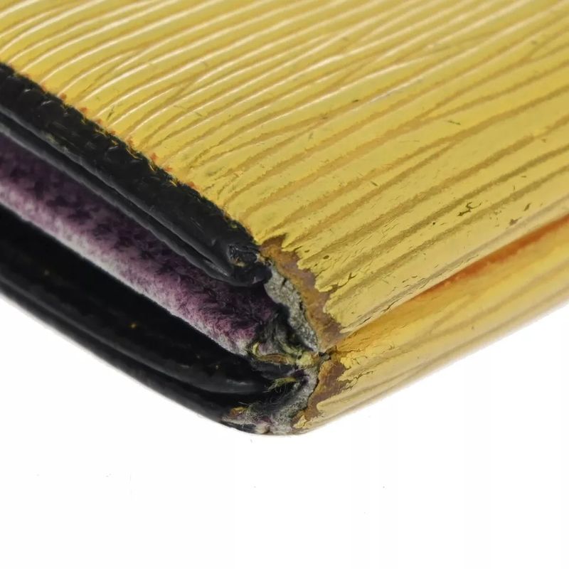 Louis Vuitton Wallet Epi Fold Wallet Yellow Gray Leather Set Of 2 07bs037