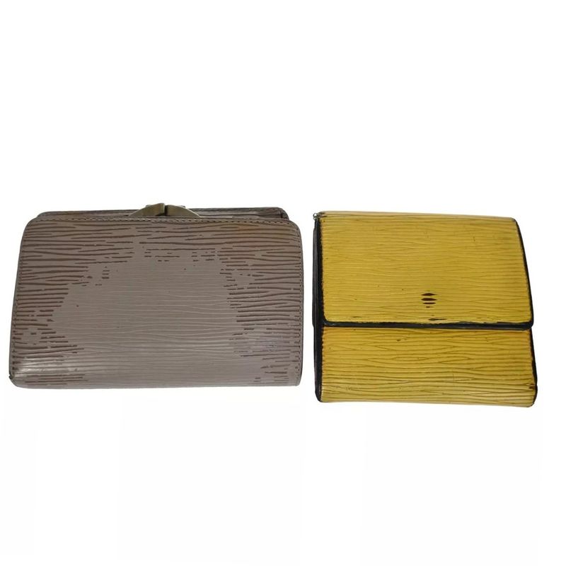 Louis Vuitton Wallet Epi Fold Wallet Yellow Gray Leather Set Of 2 07bs037