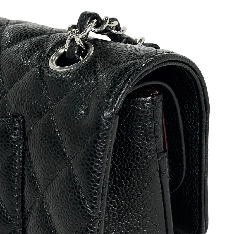 Chanel Matelasse W Flap Chain Shoulder Bag Coco Mark Shoulder Bag Caviar Skin