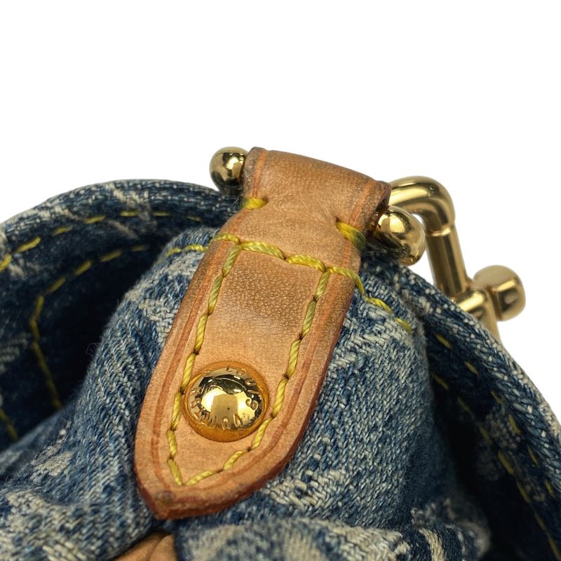 Louis Vuitton Mini Pleated Raye Handbag Shoulder Bag Monogram Denim Blue M95333