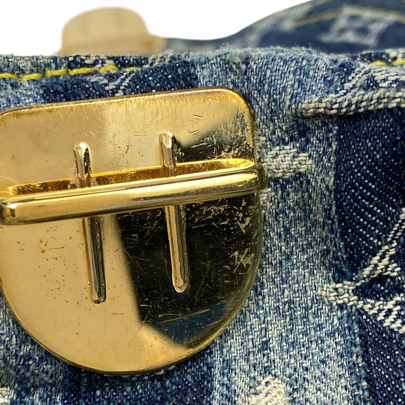 Louis Vuitton Mini Pleated Raye Handbag Shoulder Bag Monogram Denim Blue M95333