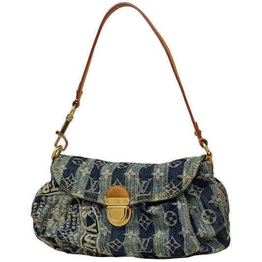Louis Vuitton Mini Pleated Raye Handbag Shoulder Bag Monogram Denim Blue M95333