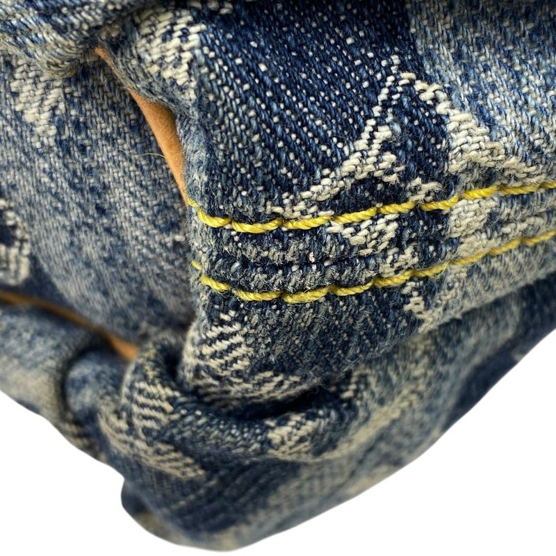 Louis Vuitton Mini Pleated Raye Handbag Shoulder Bag Monogram Denim Blue M95333