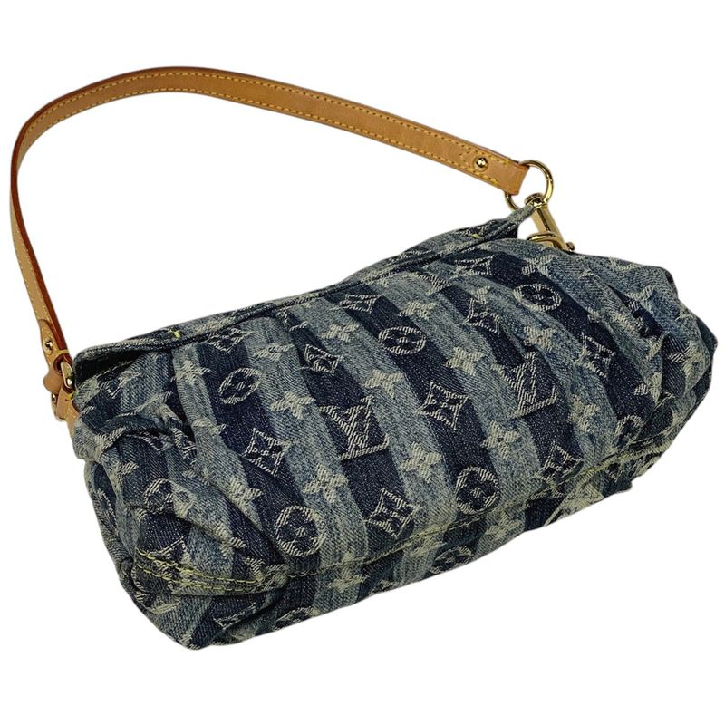 Louis Vuitton Mini Pleated Raye Handbag Shoulder Bag Monogram Denim Blue M95333