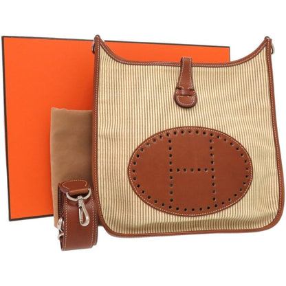 Hermes Evelyn I PM Stripe Vogue River Noisette Silver Hardware □E Engraved