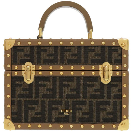 Fendi Flegrance Trunk 3 Bottles Storage 7as300as3uf1lmn Metal FF Jacquard Brown