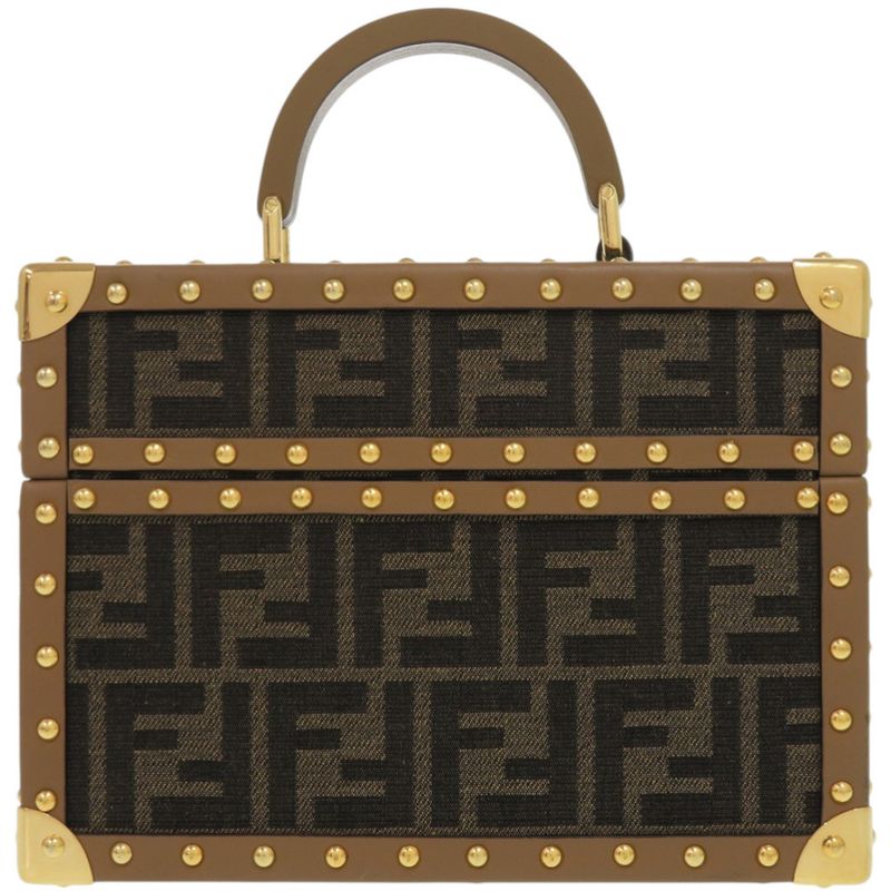 Fendi Flegrance Trunk 3 Bottles Storage 7as300as3uf1lmn Metal FF Jacquard Brown