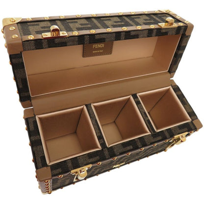 Fendi Flegrance Trunk 3 Bottles Storage 7as300as3uf1lmn Metal FF Jacquard Brown