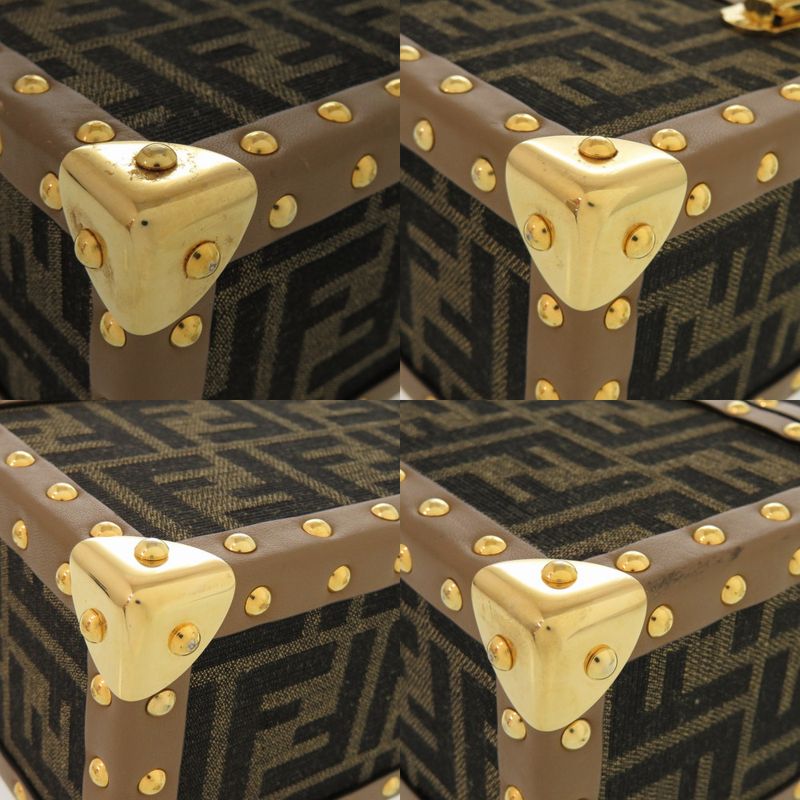 Fendi Flegrance Trunk 3 Bottles Storage 7as300as3uf1lmn Metal FF Jacquard Brown