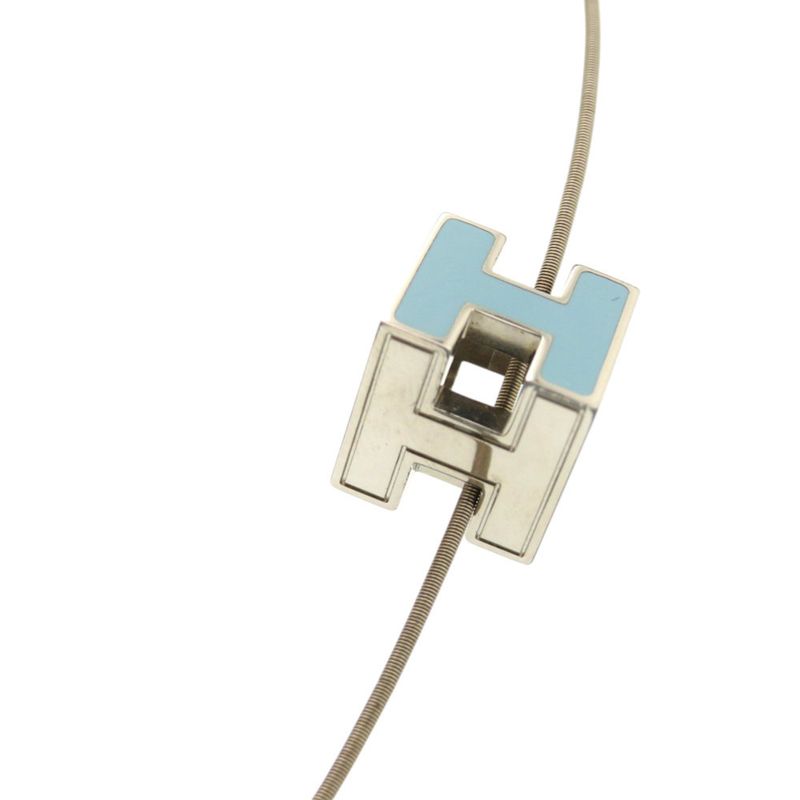 Hermes Caged Ash H Cube Metal Light Blue Necklace 1327 Hermes