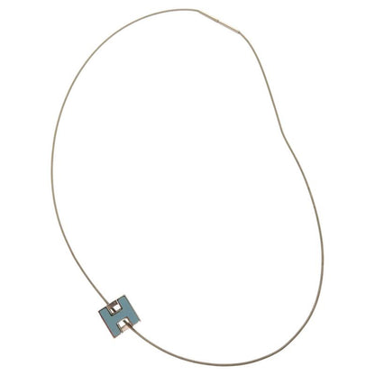 Hermes Caged Ash H Cube Metal Light Blue Necklace 1327 Hermes