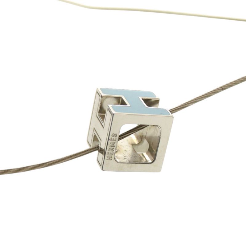 Hermes Caged Ash H Cube Metal Light Blue Necklace 1327 Hermes