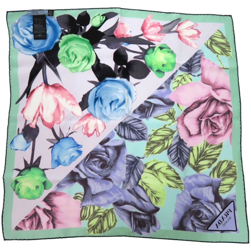 Prada Printed Silk Floral Silk Multicolor Scarf 0065 Prada