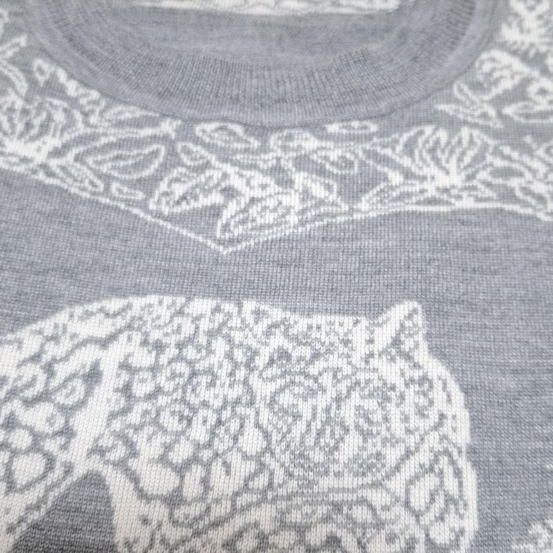 Hermes Short Sleeved Sweater Size 34 S Women - Gray and White Crew Neck//silk