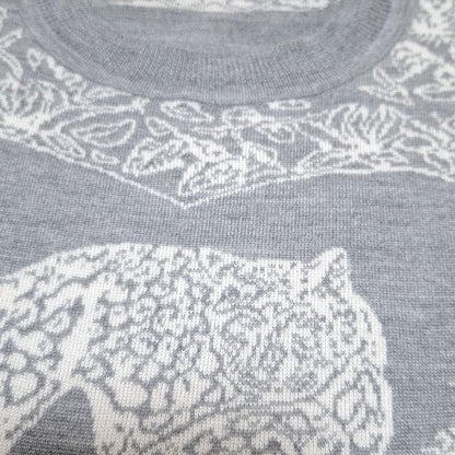 Hermes Short Sleeved Sweater Size 34 S Women - Gray and White Crew Neck//silk
